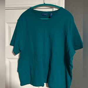 Karen Scott Teal V-Neck Top 100% Cotton